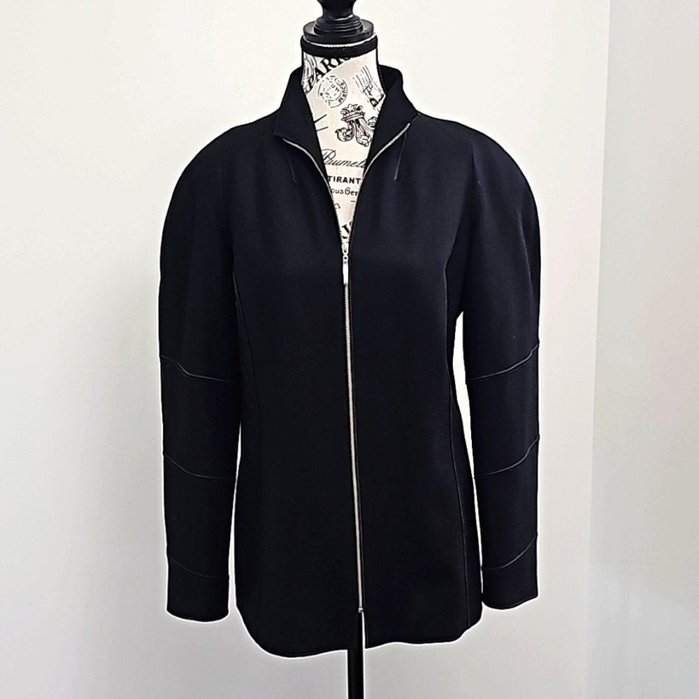 Harve Benard wool blend black jacket with zipper